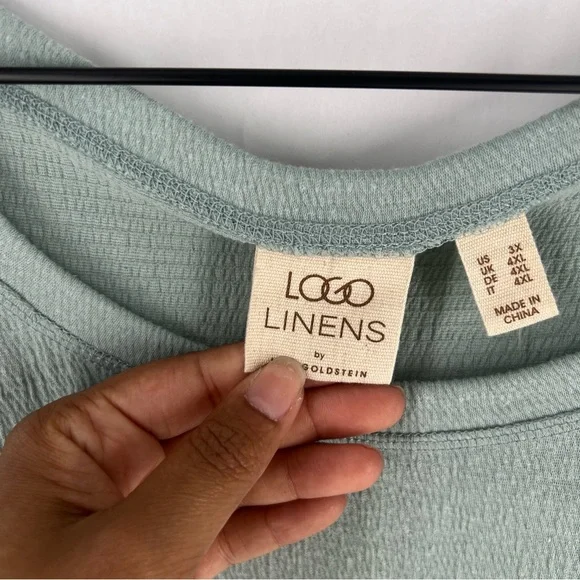 LOGO Linens Lori Goldstein Sleeveless Aqua Teal Midi Dress Lace Hem Flowy 3X - Picture 4 of 12